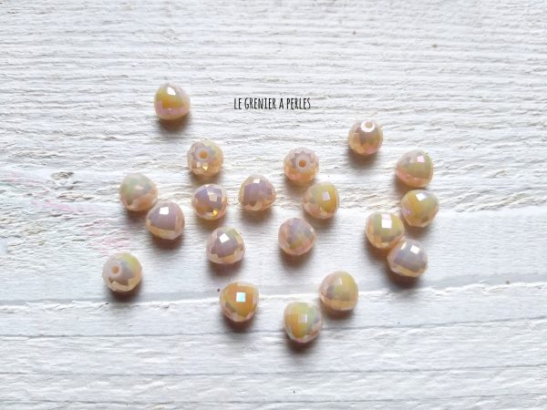 5 Perles Poires 8 mm Beige Irisé AB