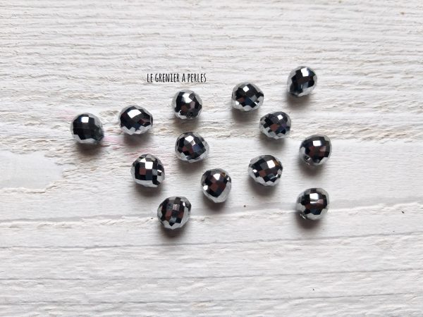 5 Perles Poires 8 mm Argent