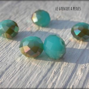 5 Perles ABACUS 10 mm Turquoise Opal AB