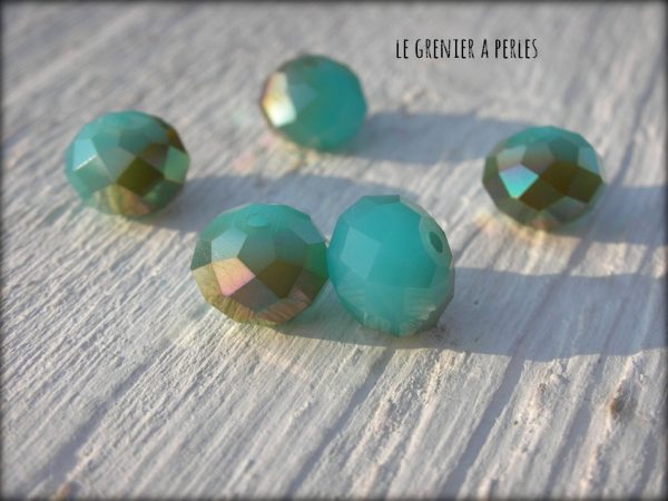 Perles ABACUS 10 mm Turquoise Opal AB x 5