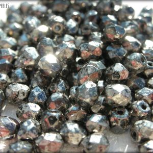 50 Facettes 4 mm CRYSTAL ANTIQUE CHROME ( 18549 )