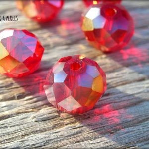 5 Perles ABACUS 10 mm RED AB