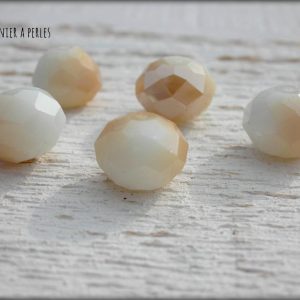 5 Perles ABACUS 10 mm BLANC DORE AB