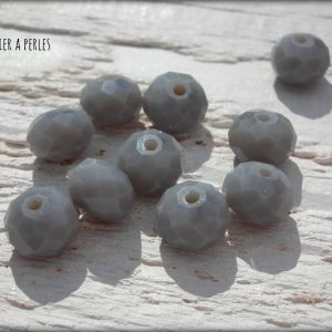 10 Perles ABACUS 8 mm Gris Opaque