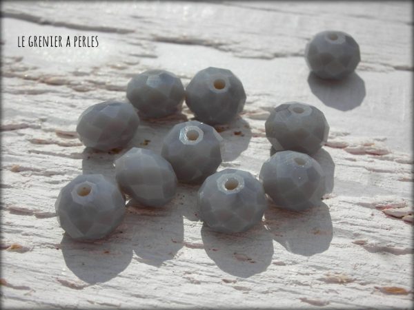 Perles ABACUS 8 mm Gris Opaque X 10