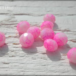 10 Perles ABACUS 8 mm Light Pink Tacheté