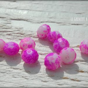 10 Perles ABACUS 8 mm Rose Tacheté