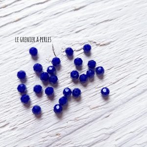 25 Perles Rondes Facettées 4 mm Cobalt