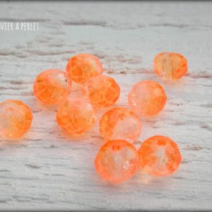 10 Perles ABACUS 8 mm Orange Fluo