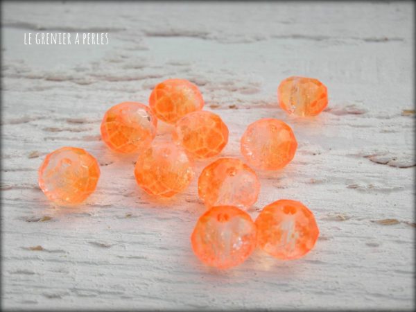 Perles ABACUS 8 mm Orange Fluo X 10