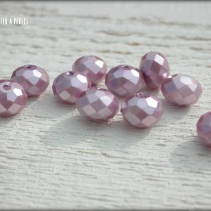 10 Perles ABACUS 8 mm Mauve Irisé