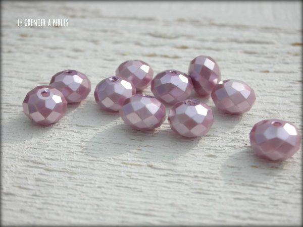 Perles ABACUS 8 mm Mauve Irisé X 10