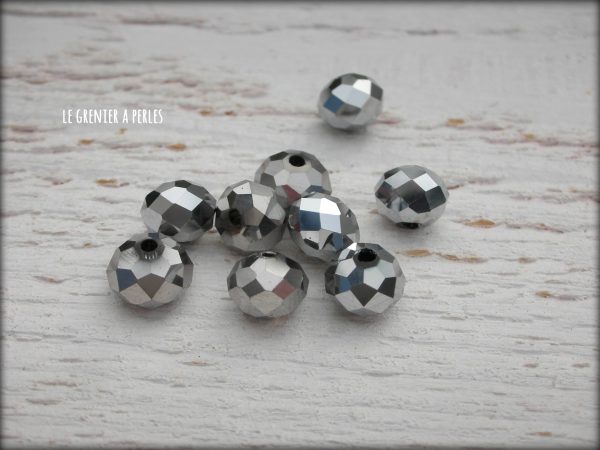 Perles ABACUS 8 mm Argent Silver X 10