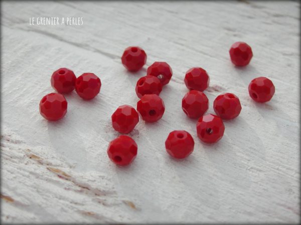 Perles Rondes Facettées 4 mm Red Opaque X 25