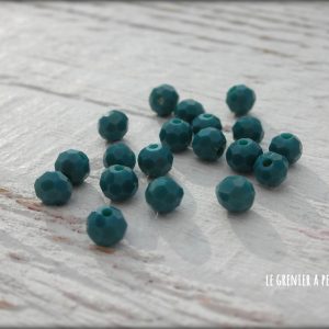 25 Perles Rondes Facettées 4 mm Bleu Paon