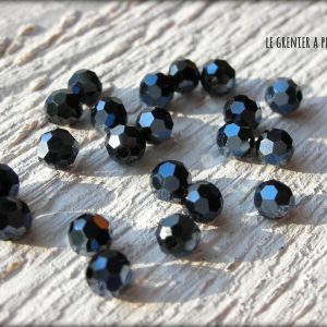 25 Perles Rondes Facettées 4 mm Hématite