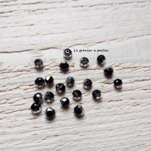 20 Perles Abacus 6 mm Noir et Argent