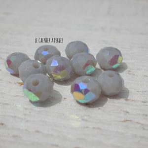 20 Perles Abacus 6 mm Light Grey AB