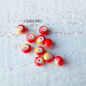 10 Perles ABACUS 8 mm Rouge Orangé