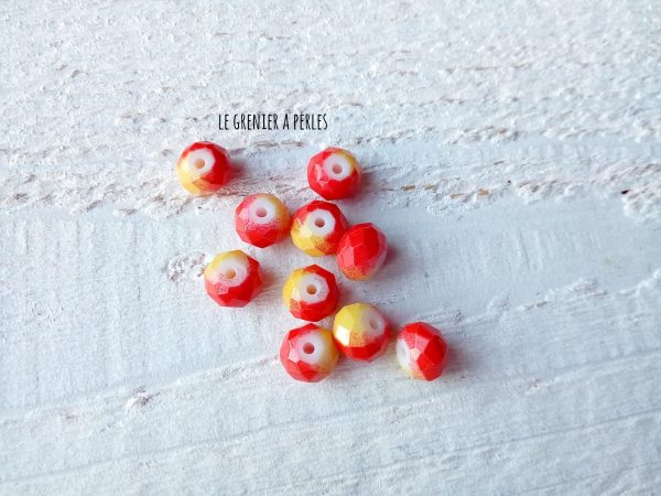 Perles ABACUS 8 mm Rouge Orangé X 10