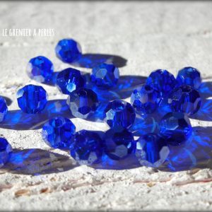 25 Perles Rondes Facettées 4 mm Cobalt  AB