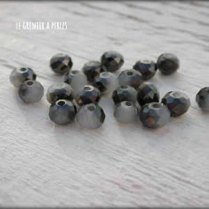 25 Perles Abacus 4 mm Noir et Gris Perle