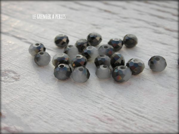 Perles Abacus 4 mm Noir et Gris Perle X 25