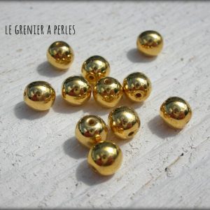 10 Perles Rondes 6 mm Doré