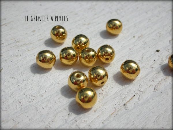 Perles Rondes 6 mm Doré X 10