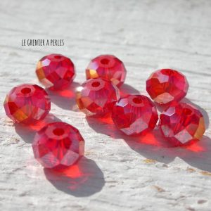 10 Perles ABACUS 8 mm Red AB