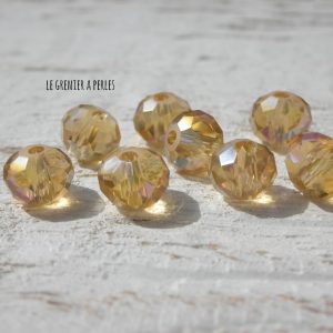 10 Perles ABACUS 8 mm light Topaz AB