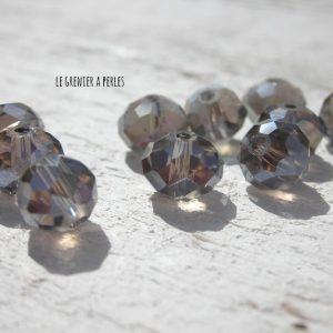 10 Perles ABACUS 8 mm Light Gris AB