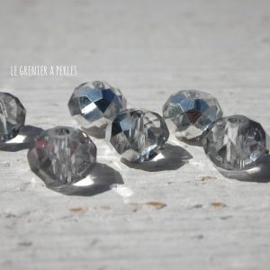 10 Perles ABACUS 8 mm Dark Cristal AB