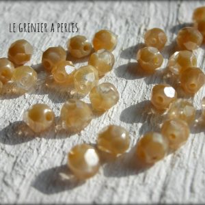 50 Facettes 4 mm Transparent Beige