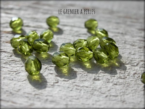 Facettes 4 mm Dark Olivine x 50