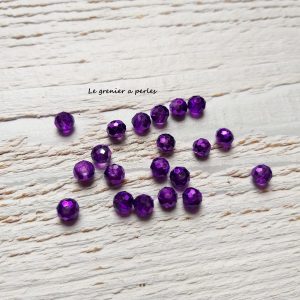 20 Perles Abacus 6 mm Violet Metallisé