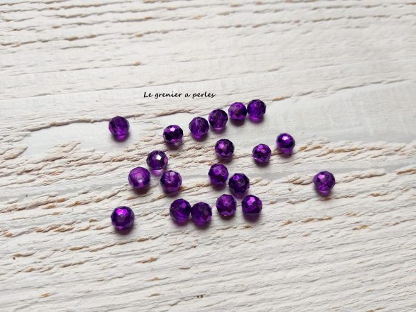 20 Perles Abacus 6 mm Violet Metallisé