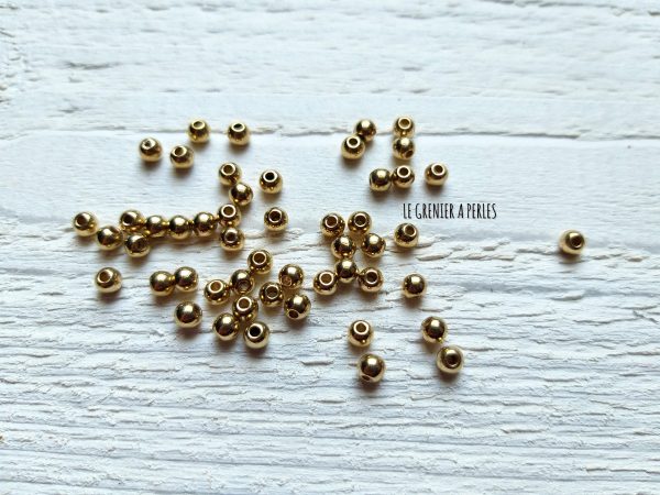 30 Perles CCB Rondes 4 mm Doré