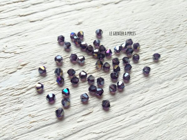 50 Toupies 4 mm Dark Amethyst AB