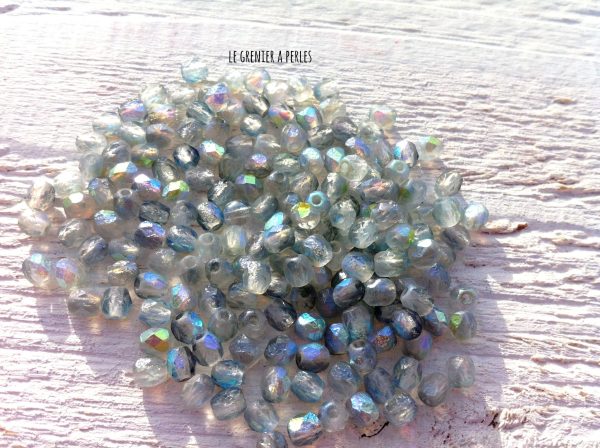 Facettes 4 mm ETCHED CRYSTAL BLUE RAINBOW ( 98588 )