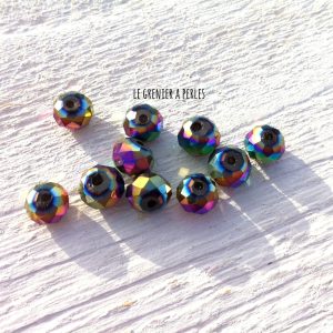 10 Perles ABACUS 8 mm Pétrole AB