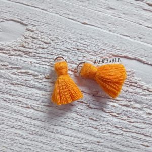 2 Petits Pompons coton * Orange * 2 cm