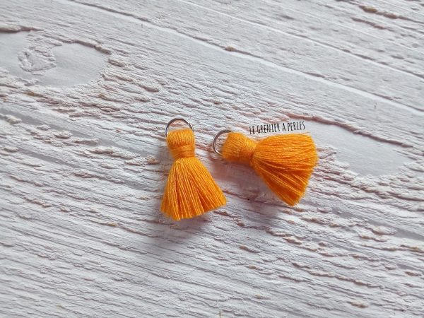 2 Petits Pompons coton * Orange * 2 cm