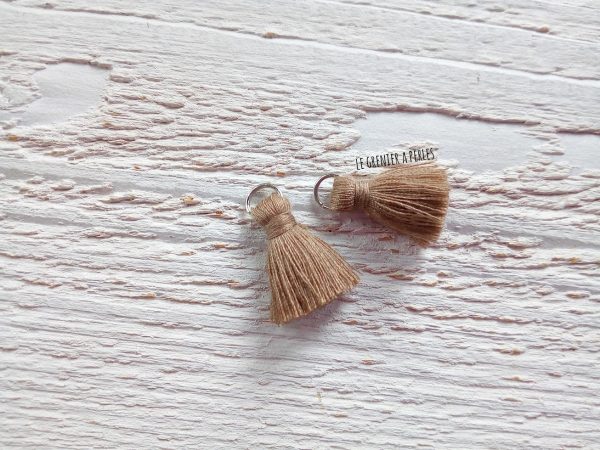 2 Petits Pompons coton * Marron Clair * 2 cm