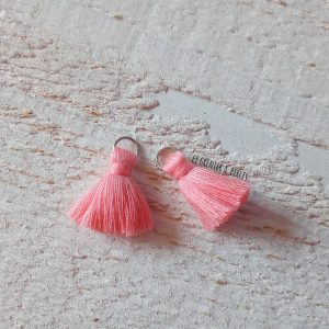 2 Petits Pompons coton * Rose Saumon * 2 cm