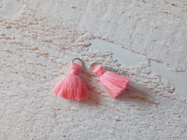 2 Petits Pompons coton * Rose Saumon * 2 cm