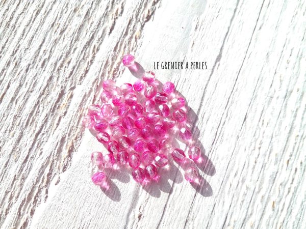 Facettes 4 mm Cristal Rose x 50