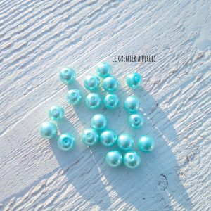 Perles Rondes 8 mm Nacrées Turquoise  x 20