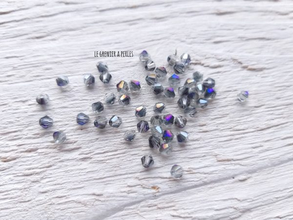 Toupies 3 mm Crystal Iridescent Blue X 50