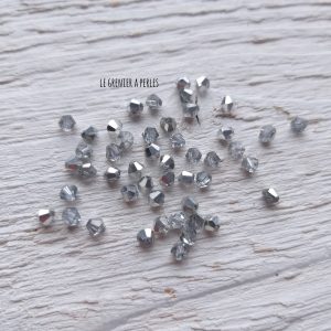 50 Toupies 3 mm Cristal Silver